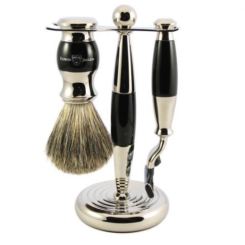 EDWIN JAGGER - 3pc Black Shaving Set