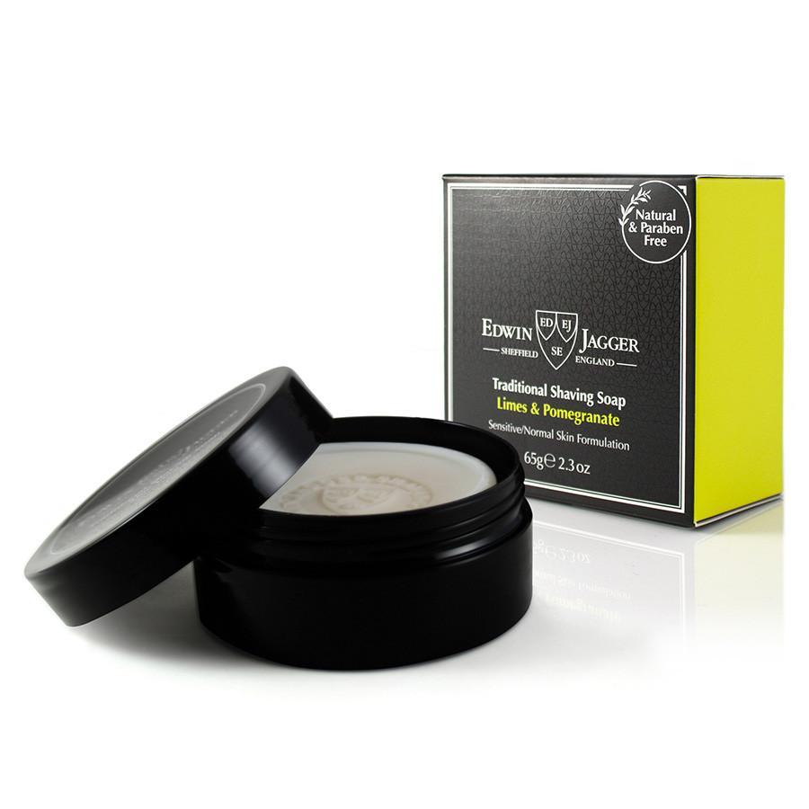 EDWIN JAGGER - Limes and Pomegranate Natural Shaving Soap in Travel Container